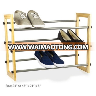 expandable wooden shoe racks 3 tire space saving storage racks