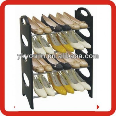 plastic material iron tube 4 layer shoe rack 12 pair shoe rack